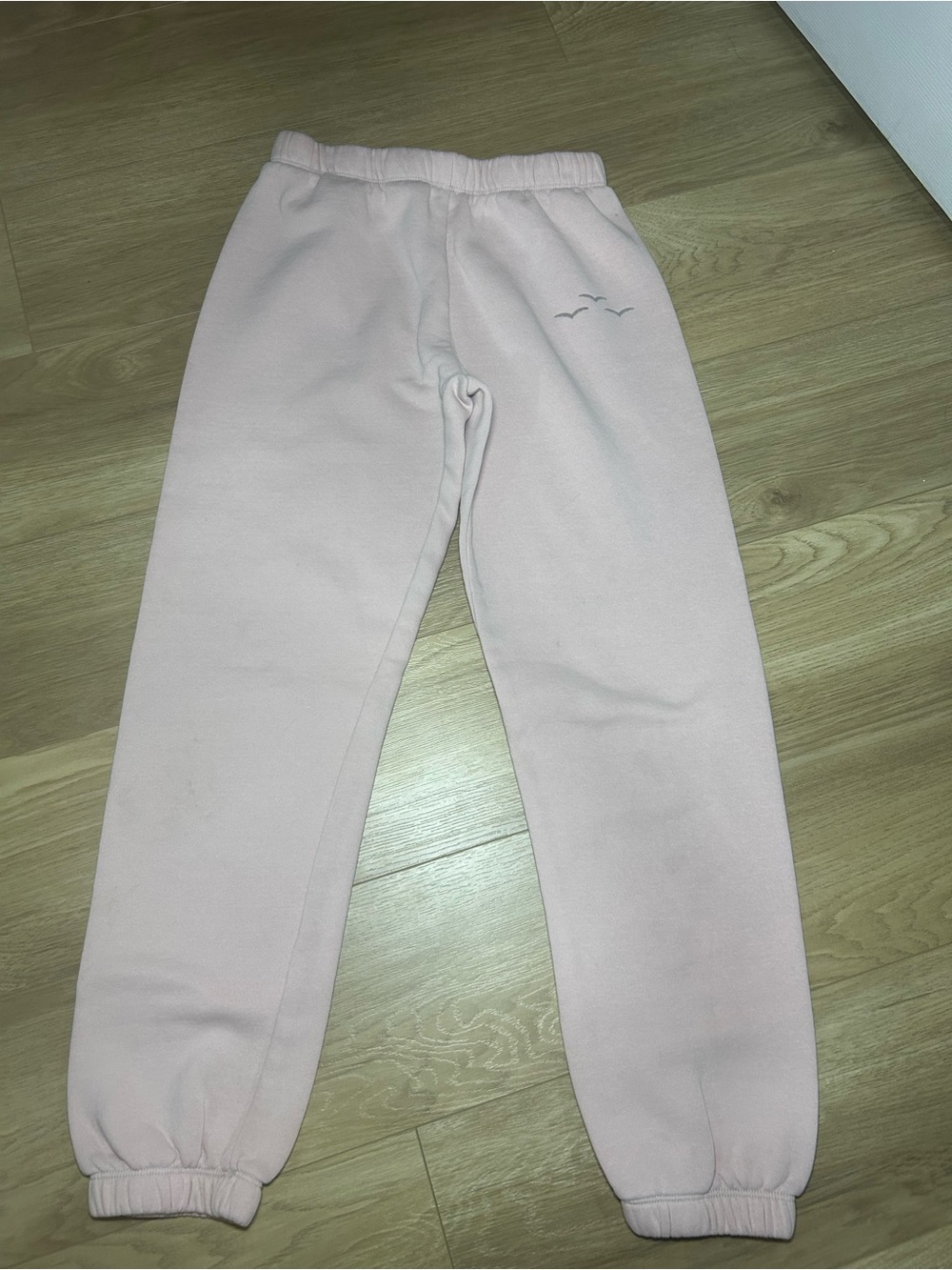 Children's Light Pink Fleece Joggers with Bird Motif